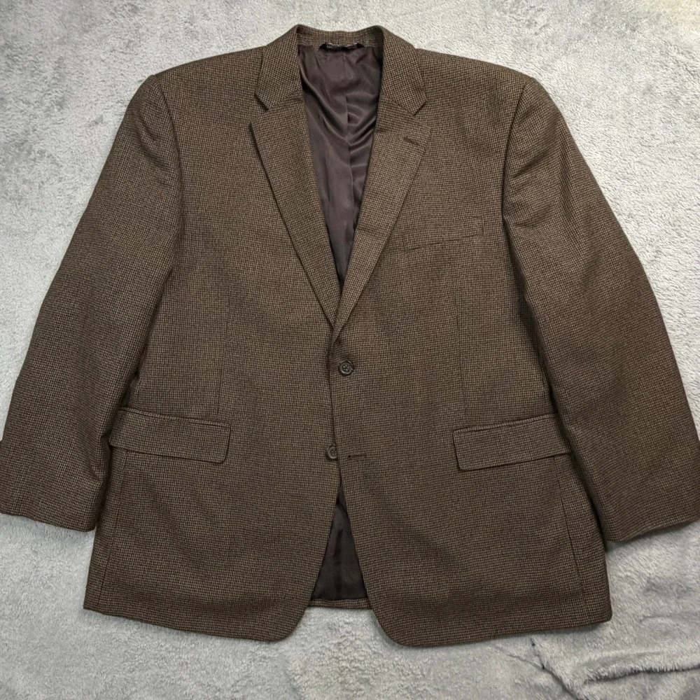 Joseph & Feiss Mens Brown Micro Check Sport Coat Blazer 48R RN 121404